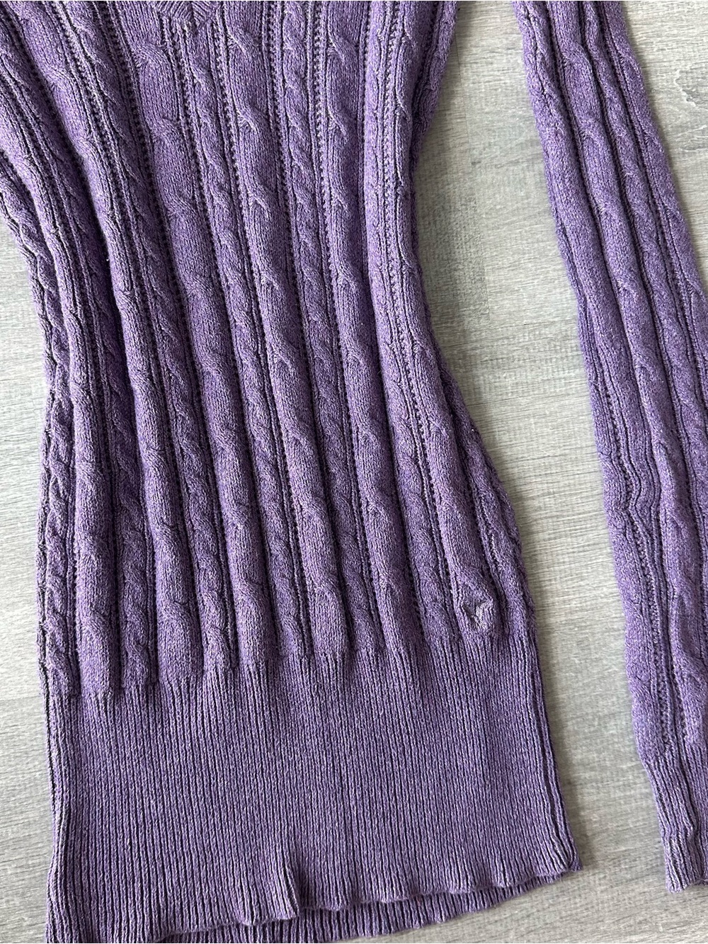 Y2K American Eagle Purple Cable Knit V-Neck Sweater Bella Swan 2000s - Picture 3 of 7